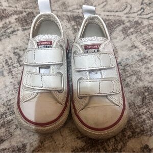 White Leather Velcro converse